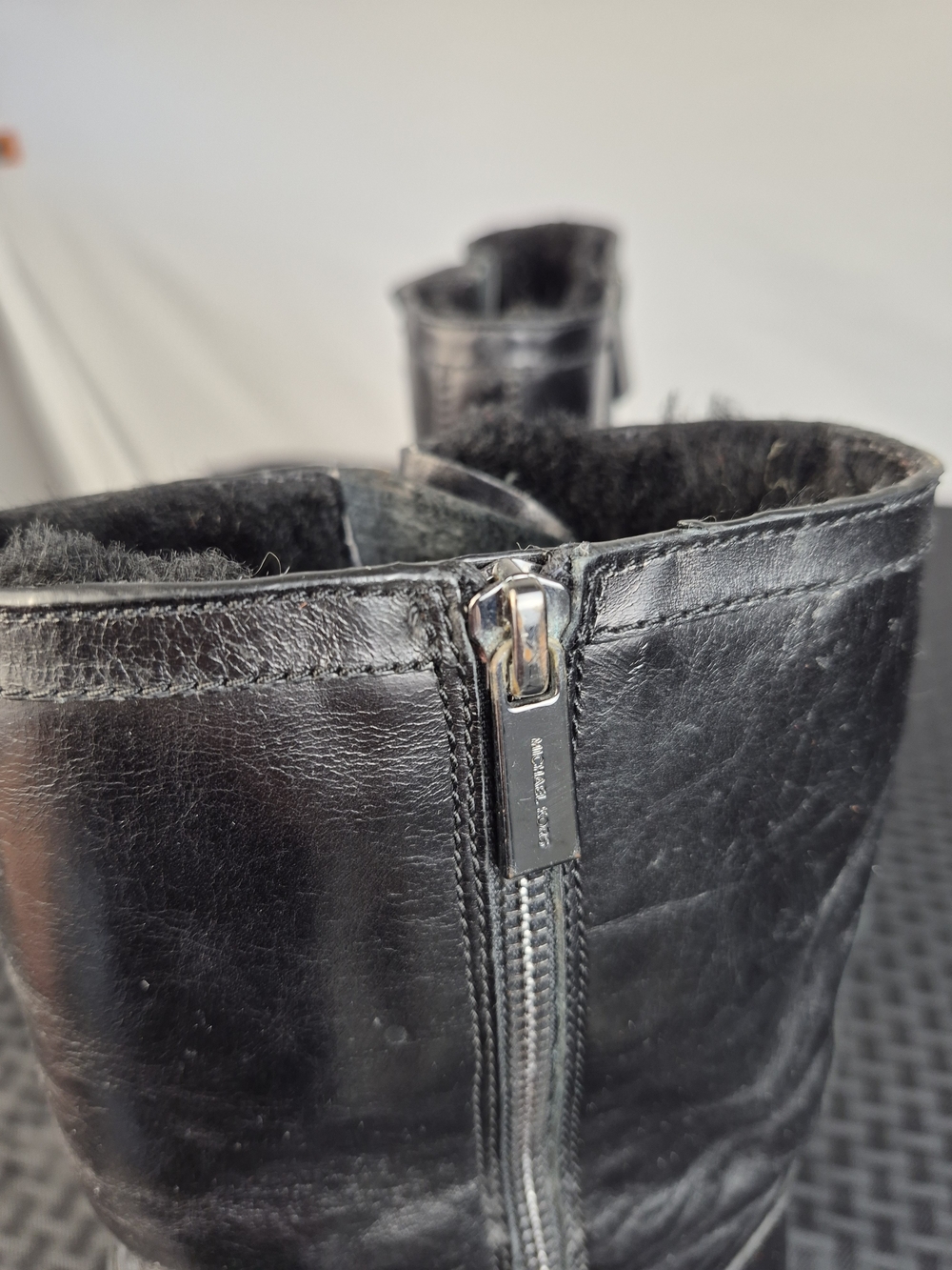 Michael Kors Black Leather Buckle Moto Boots with Shearling Trim - Picture 6 of 10